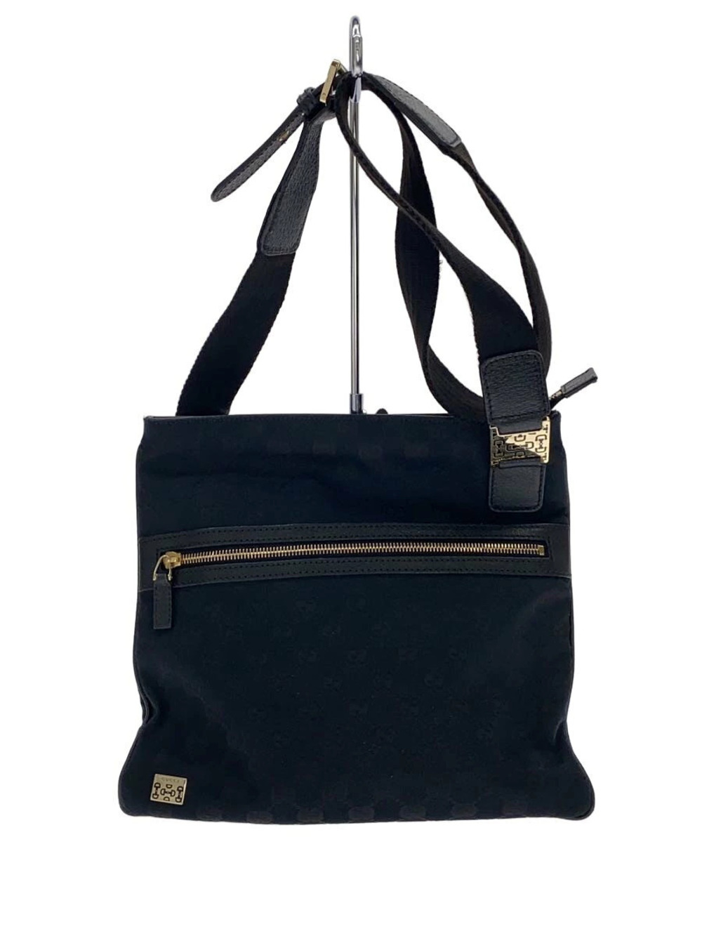 Gucci Shoulder Bag GG Canvas Horsebit Canvas Black